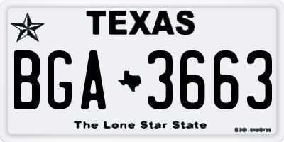 TX license plate BGA3663