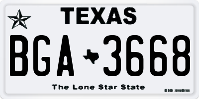 TX license plate BGA3668