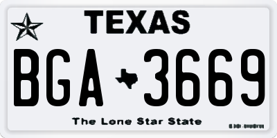 TX license plate BGA3669
