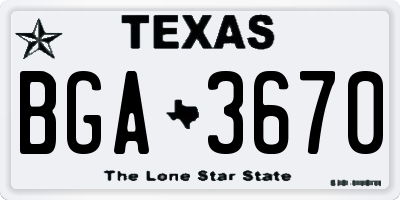 TX license plate BGA3670