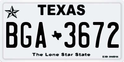 TX license plate BGA3672