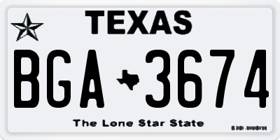 TX license plate BGA3674