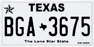 TX license plate BGA3675