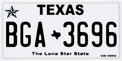 TX license plate BGA3696