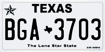 TX license plate BGA3703
