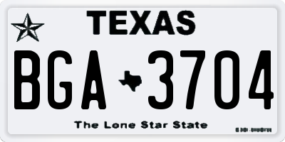 TX license plate BGA3704