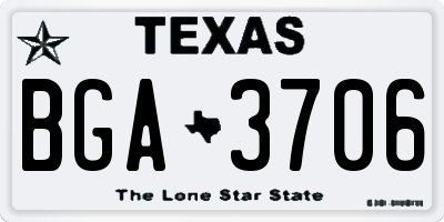TX license plate BGA3706