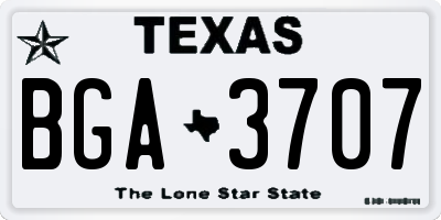 TX license plate BGA3707