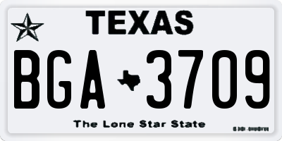 TX license plate BGA3709