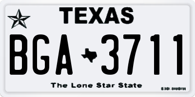 TX license plate BGA3711