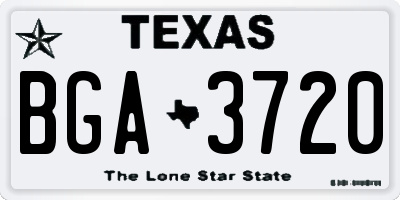 TX license plate BGA3720