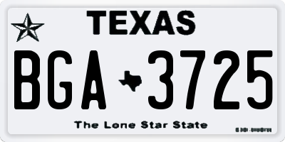 TX license plate BGA3725