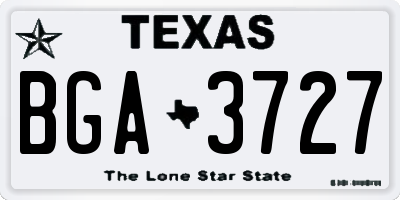 TX license plate BGA3727