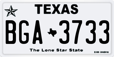 TX license plate BGA3733