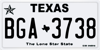 TX license plate BGA3738