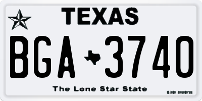 TX license plate BGA3740