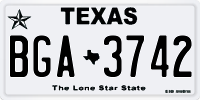 TX license plate BGA3742