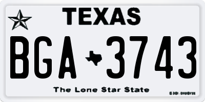 TX license plate BGA3743