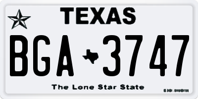 TX license plate BGA3747