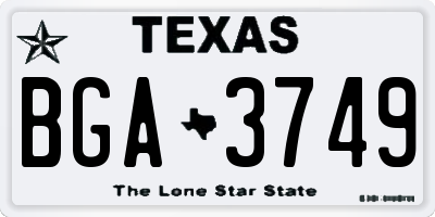 TX license plate BGA3749