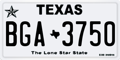 TX license plate BGA3750