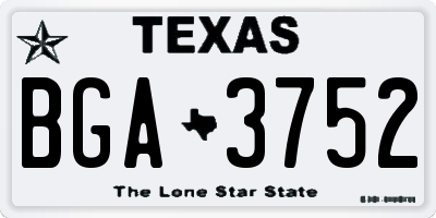 TX license plate BGA3752