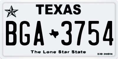 TX license plate BGA3754