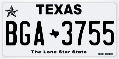TX license plate BGA3755