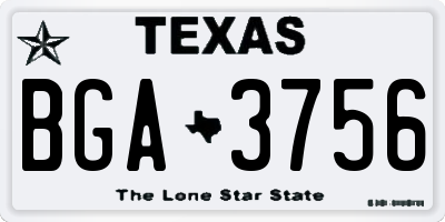 TX license plate BGA3756