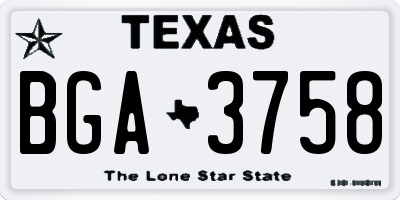 TX license plate BGA3758