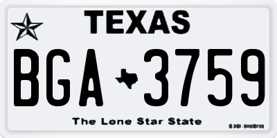 TX license plate BGA3759