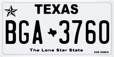 TX license plate BGA3760