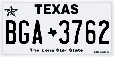 TX license plate BGA3762