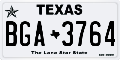 TX license plate BGA3764