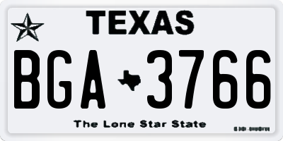 TX license plate BGA3766