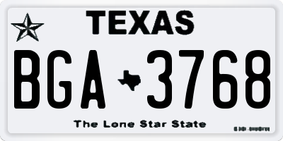 TX license plate BGA3768