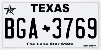 TX license plate BGA3769