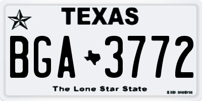TX license plate BGA3772