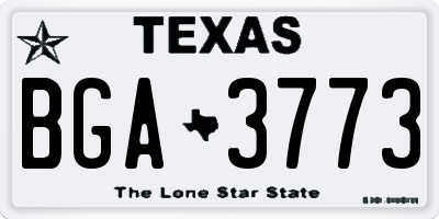 TX license plate BGA3773