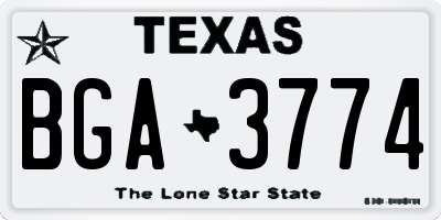 TX license plate BGA3774