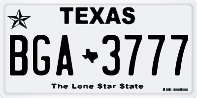TX license plate BGA3777