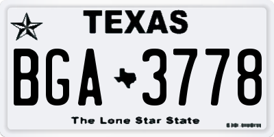 TX license plate BGA3778