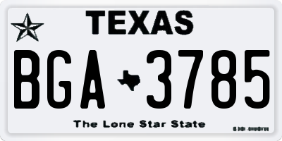 TX license plate BGA3785