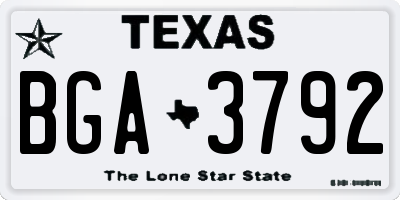 TX license plate BGA3792
