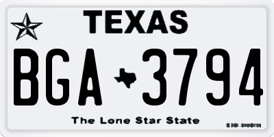 TX license plate BGA3794
