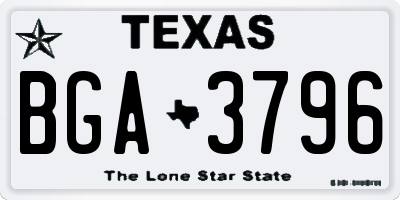 TX license plate BGA3796