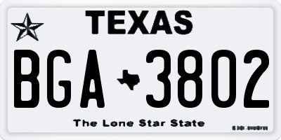 TX license plate BGA3802