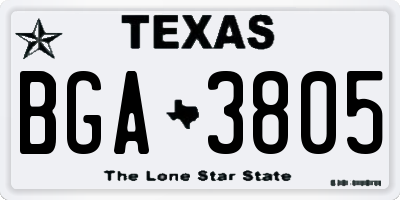 TX license plate BGA3805