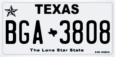 TX license plate BGA3808