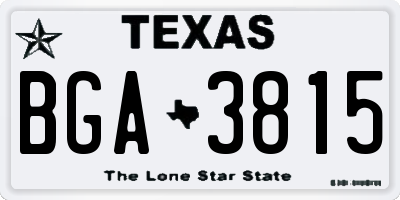 TX license plate BGA3815